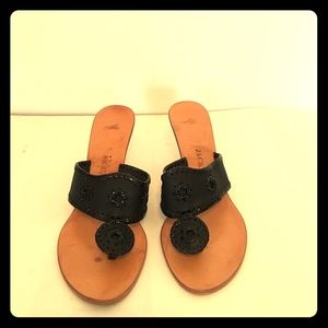 Patent Leather Black Wedge Sandals